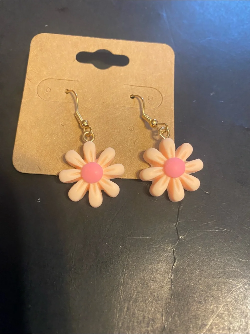Kids Floral Dangle Earrings - Peach and Light Blue